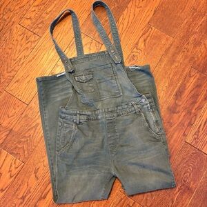 Free People Greenish Denim Overalls